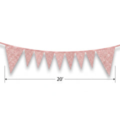 Blush Pink Sparkle Pennant Banner - 20 ft