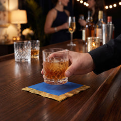 Royal Blue Beverage Napkins with Gold Hot Stamp - 5 In. X 5 In.
