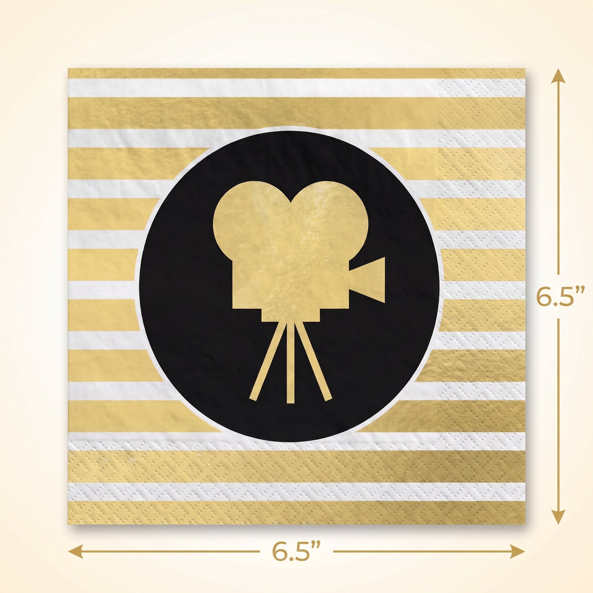 Hollywood Awards Night Lunch Napkins - Gold & Black Striped, 6.5-inch, 40 Pack