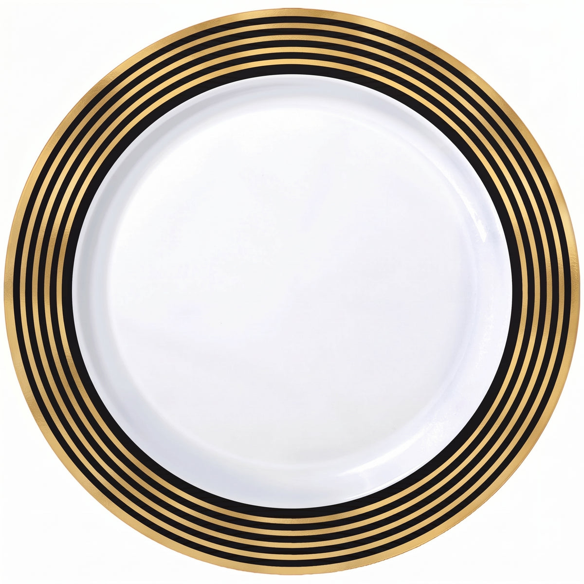 Elegant Gold Striped Premium Plastic Dinner Plates, 10.25", 20-Pack