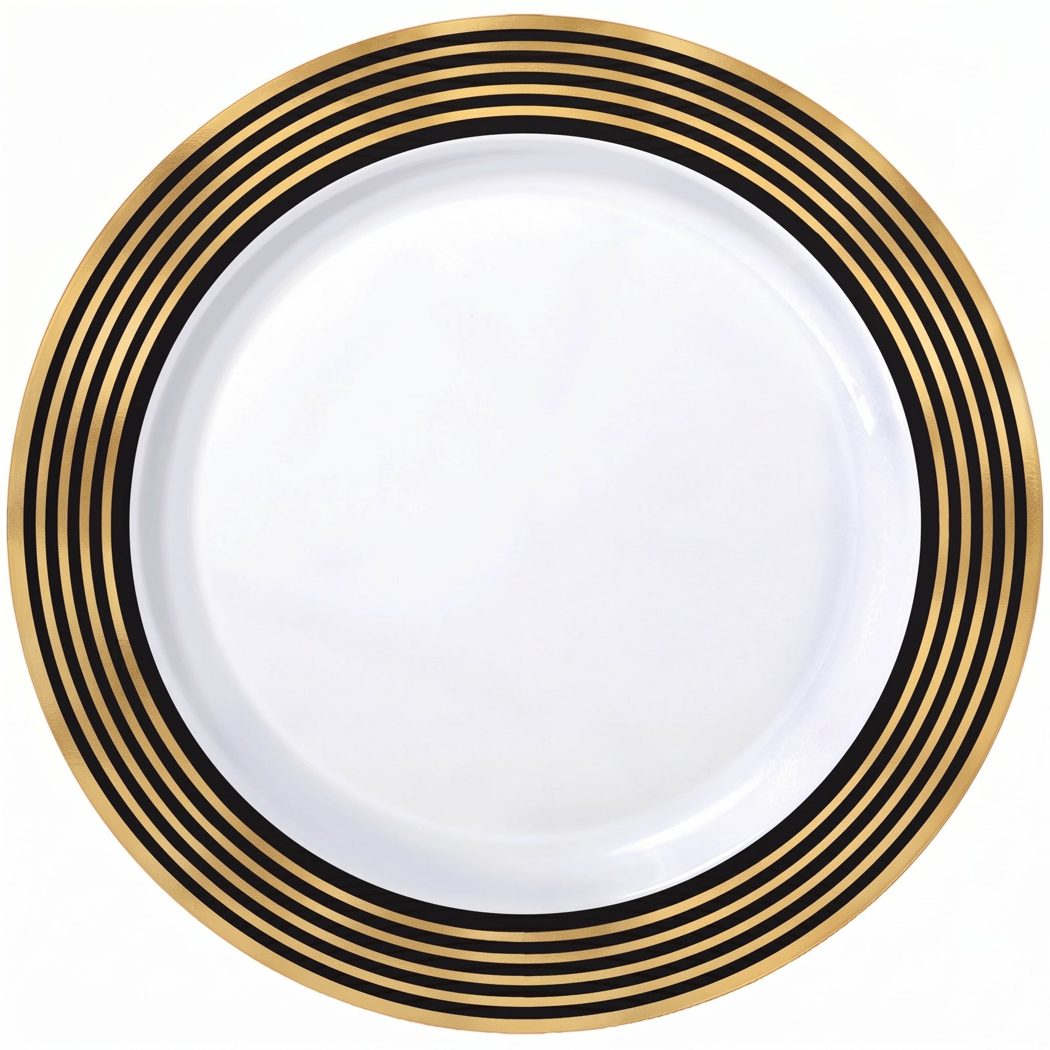 Elegant Gold Striped Premium Plastic Dinner Plates