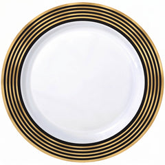 Elegant Gold Striped Premium Plastic Dinner Plates