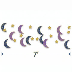 Moon & Star String Decorations - Blue, Purple & Gold, 7 ft, 6-Pack for Eid Celebrations