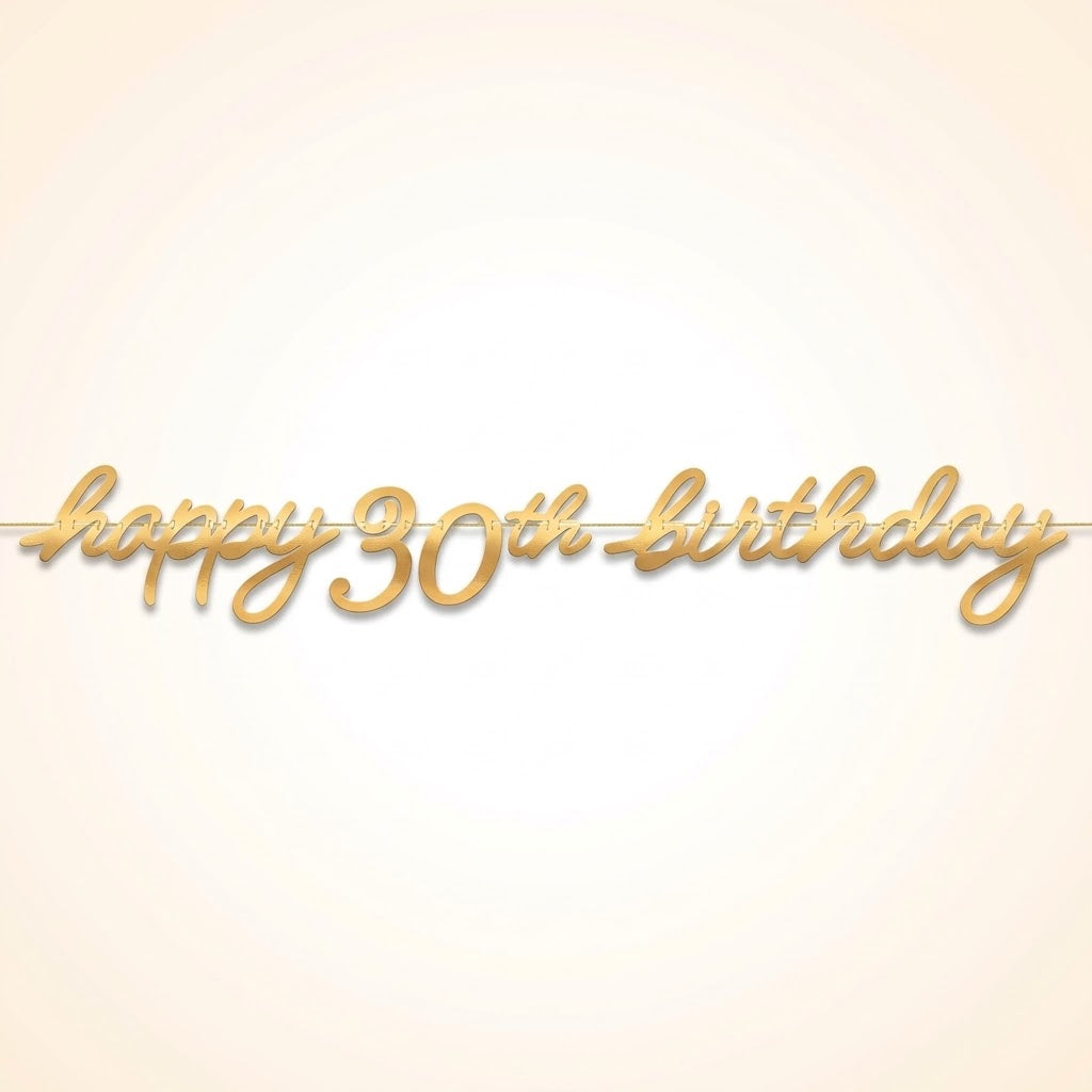 Golden Age 30th Birthday Letter Banner - Elegant Gold Decoration