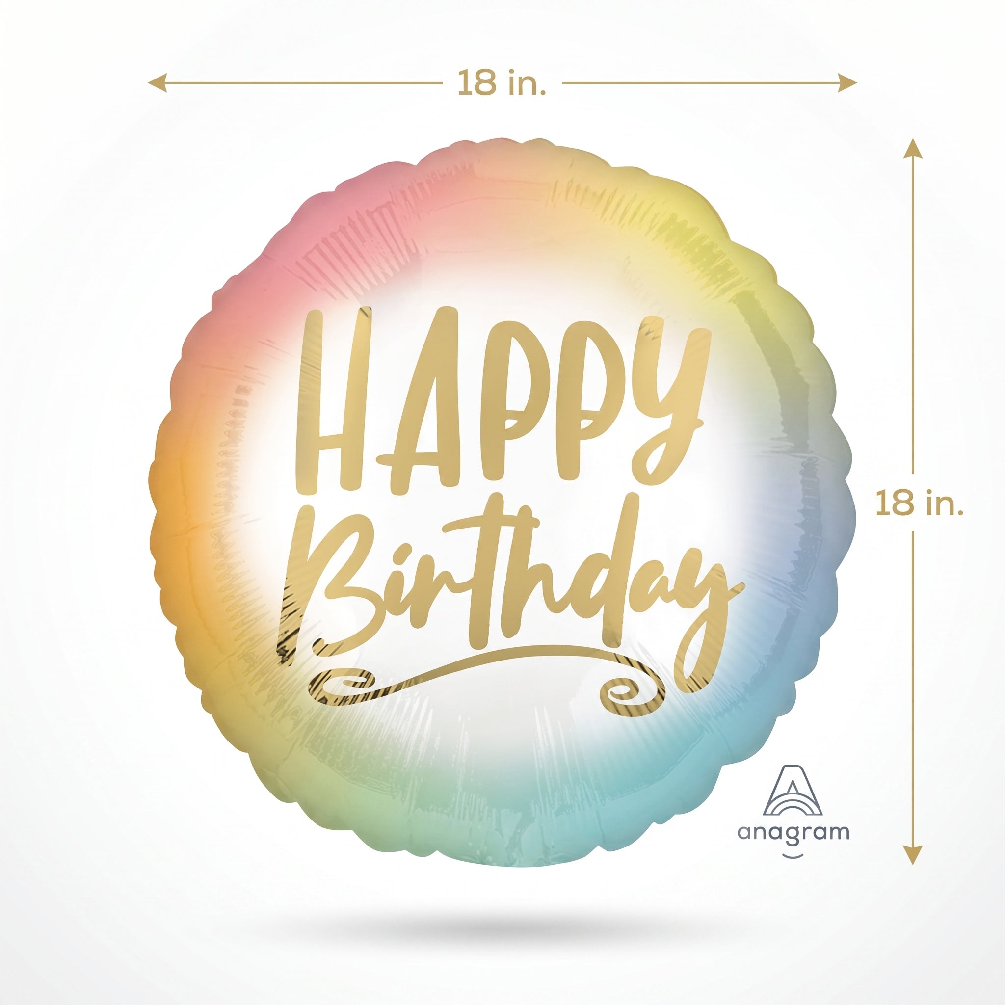 Metallic Ombre Happy Birthday Balloon - 18" Foil