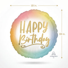Metallic Ombre Happy Birthday Balloon - 18" Foil