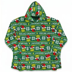 Festive Fair Isle Grinch Hooded Poncho - L/XL