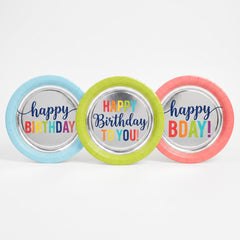 Vibrant 7" Happy Birthday Round Plates - Assorted Designs