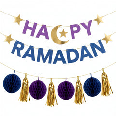 "Happy Ramadan" Letter Banner Kit with Mini Garland