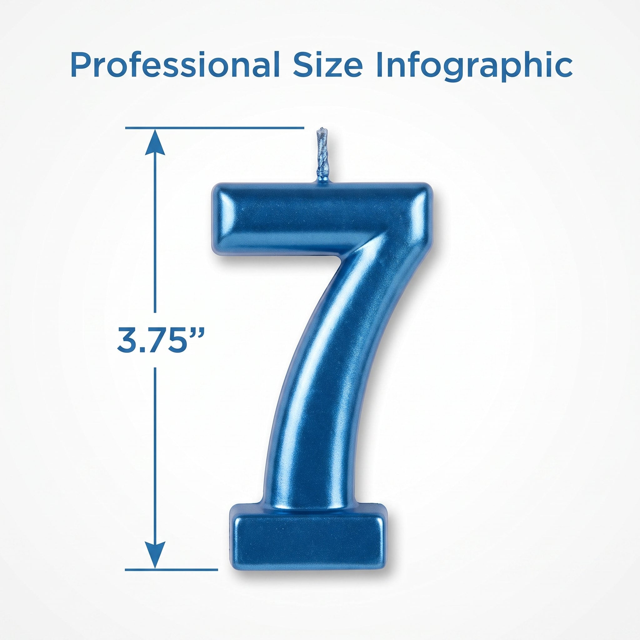Metallic Blue Number 7 Birthday Candle