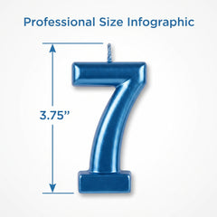 Metallic Blue Number 7 Birthday Candle