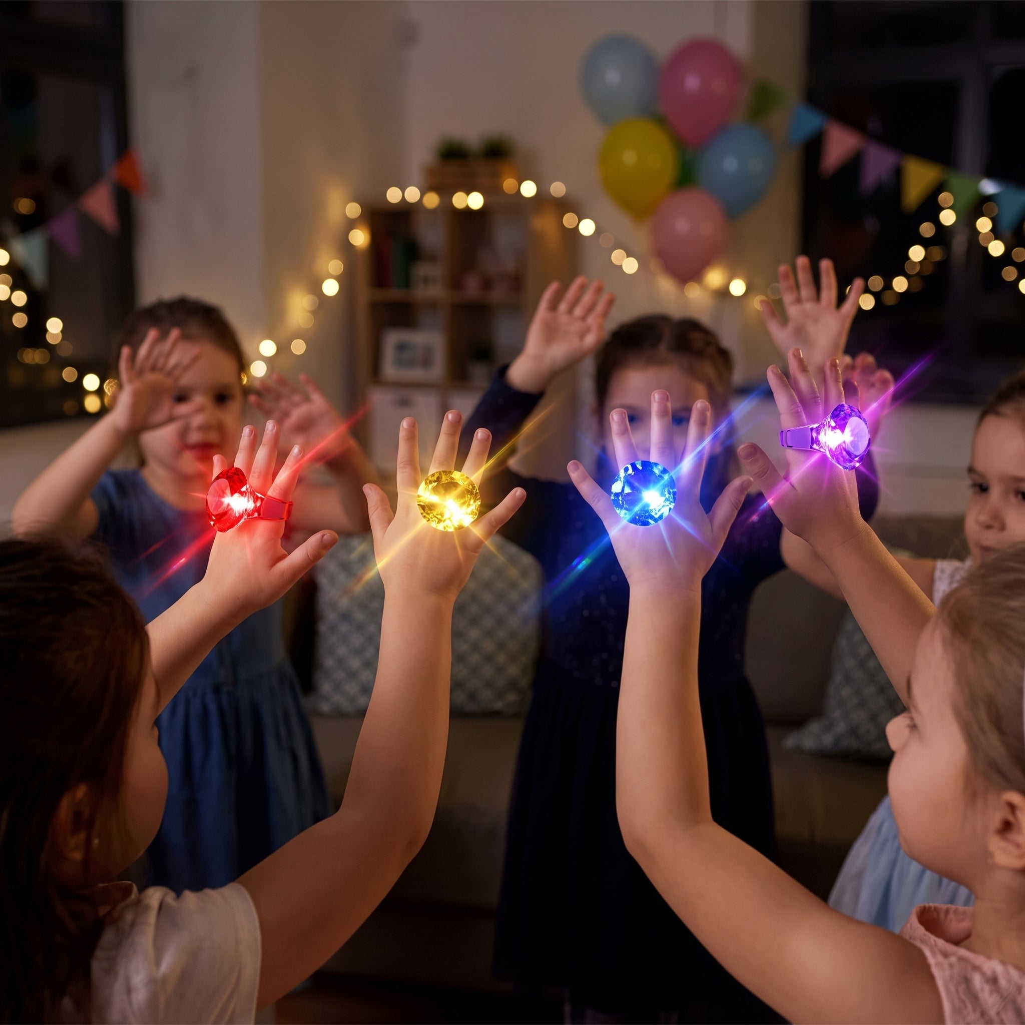Multi-Colored LED Diamond Light-Up Rings