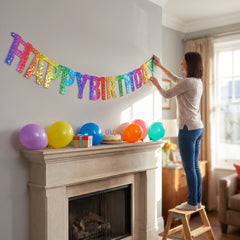 Prismatic Rainbow "Happy Birthday" Letter Banner