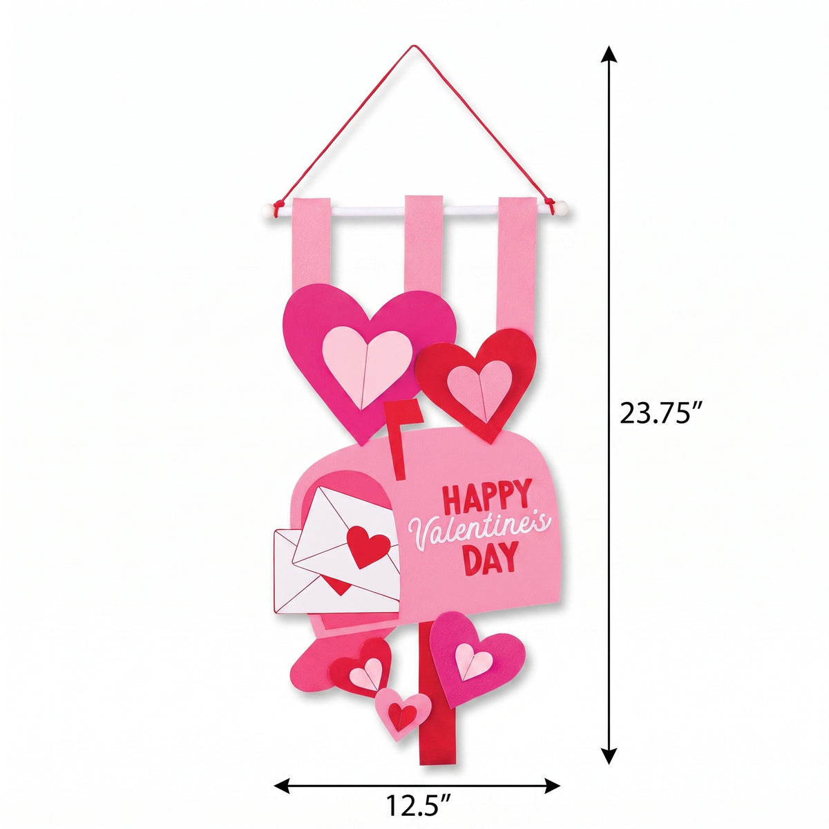 Valentine's Day 3D Felt Banner with Hearts and Mailbox