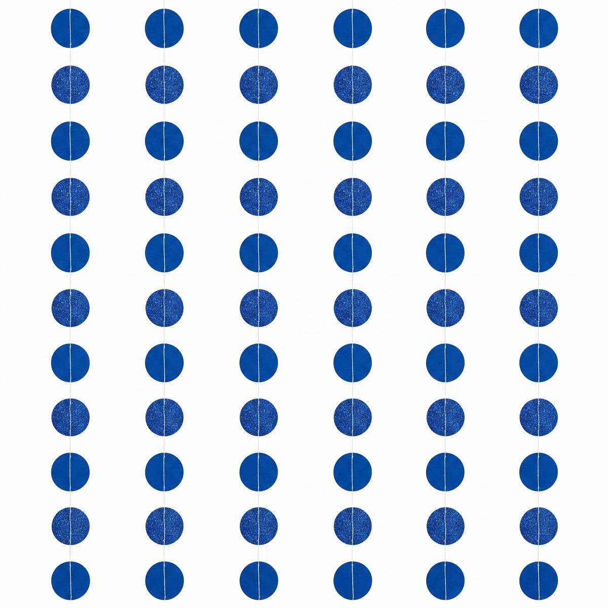 Royal Blue Glitter Polka Dot String Decorations, 7-Inch, 6-Pack