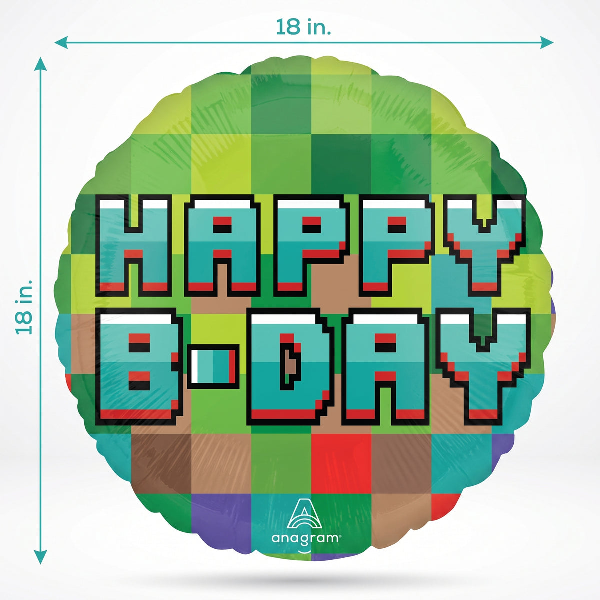 Pixel Party Happy B-Day Metallic Balloon
