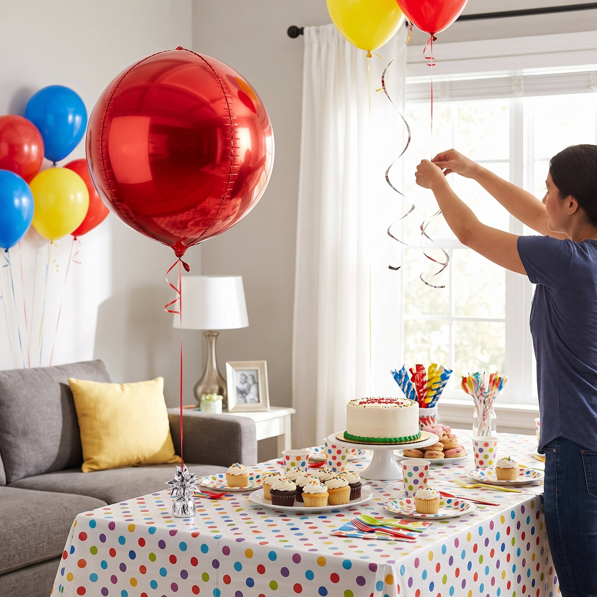 Vibrant 16-Inch Red Geometric Orbz Foil Balloon