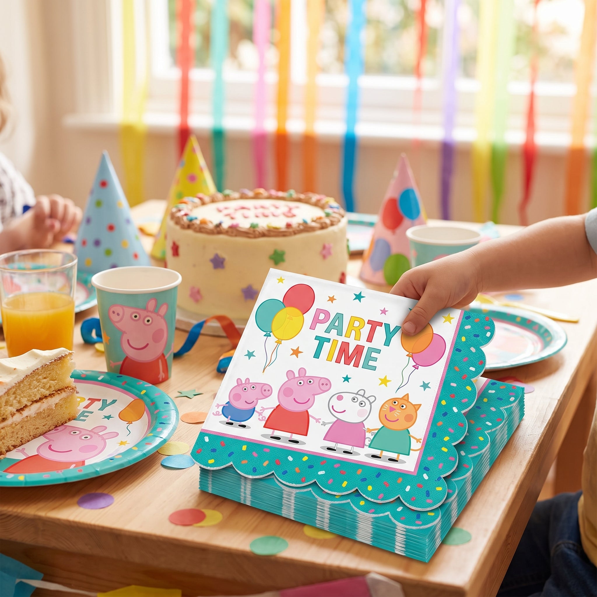Peppa Pig Party Time Scalloped Lunch Napkins - 6.5 In. x 6.5 In. - 16 CT