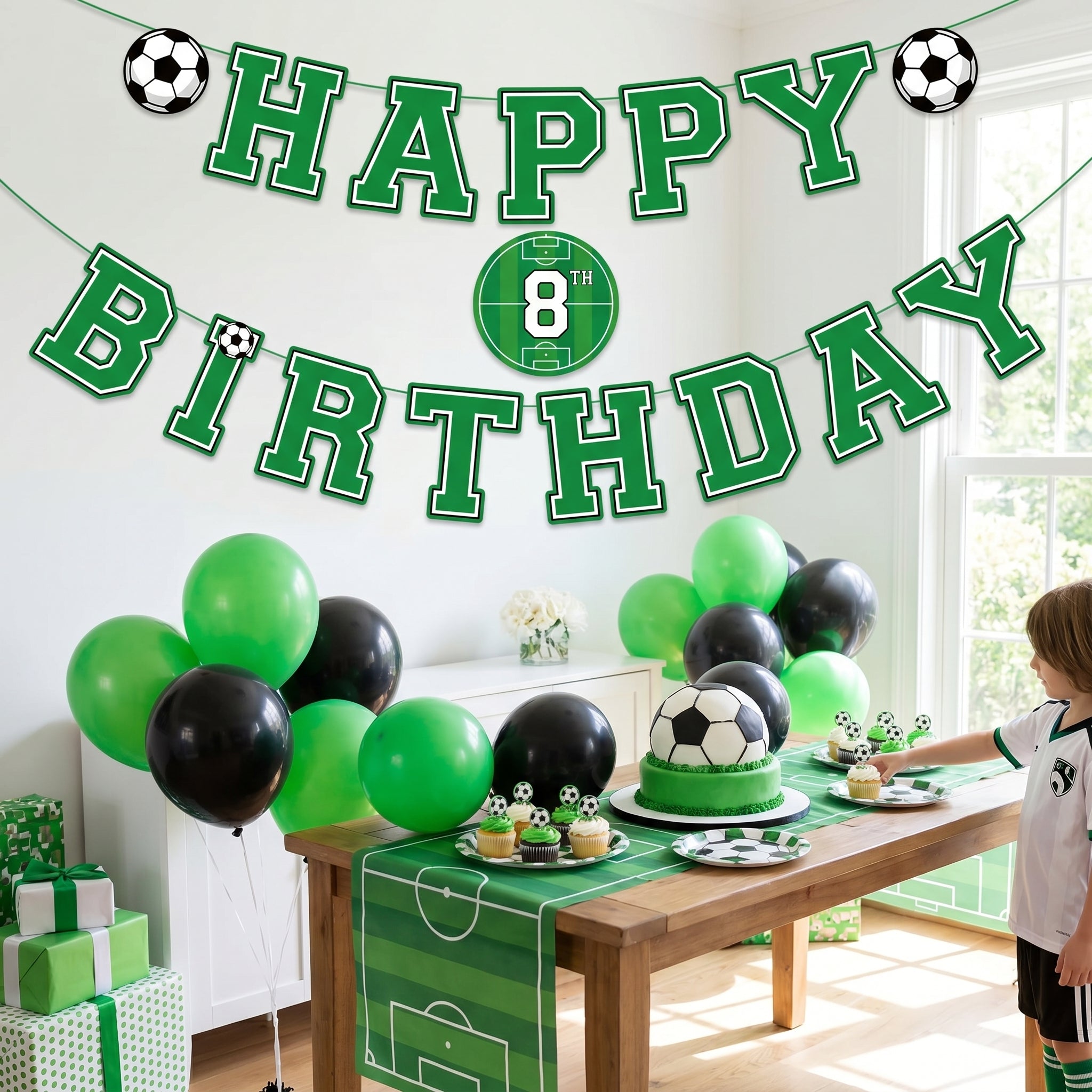 Jumbo Customizable Soccer Birthday Banner with Numbers