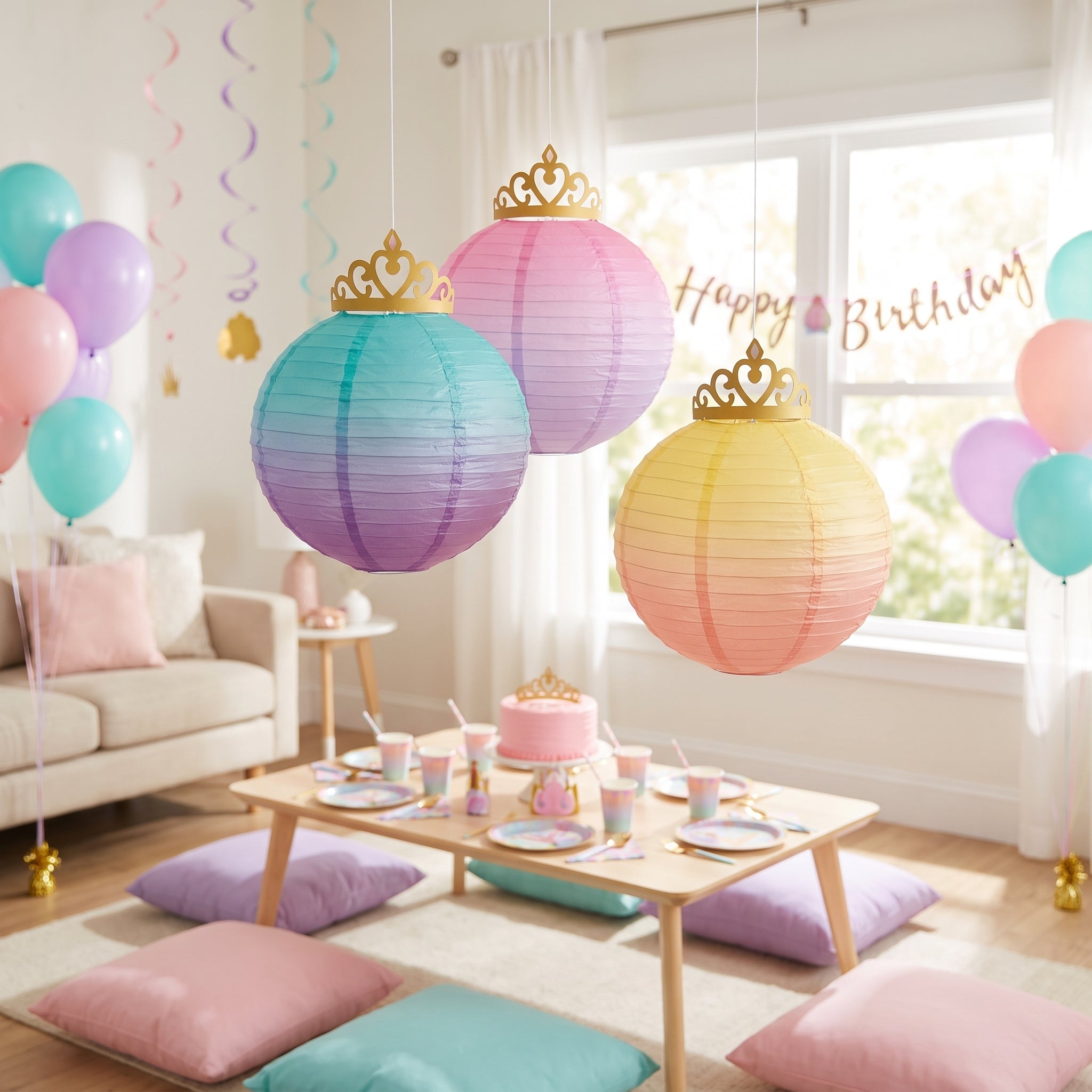 Disney Princess Once Upon A Time Paper Lanterns with Tiara Accents