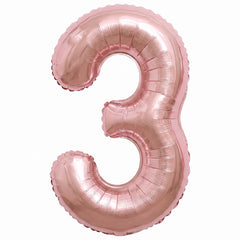 Rose Gold Script Number 3 Balloon - 8-Inch Air-Filled Foil