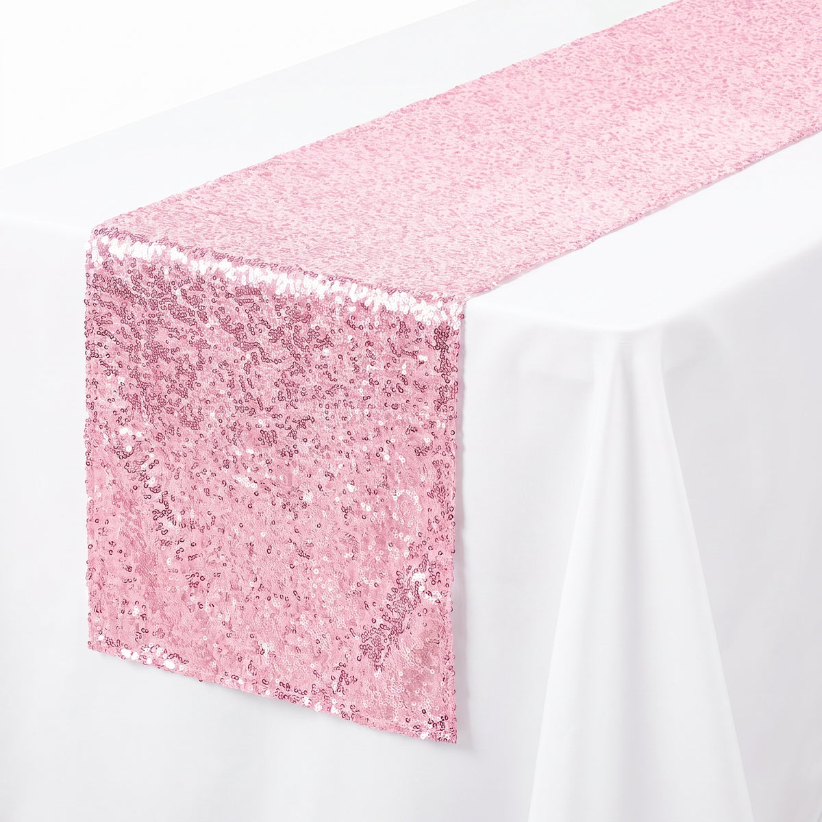 Pink Sequin Table Runner for Baby Shower Celebrations