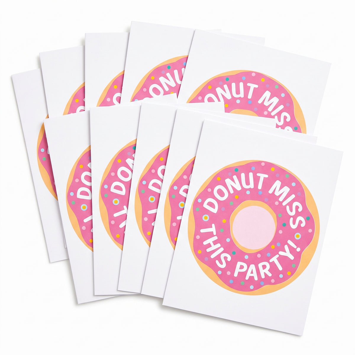 Donut-Themed Birthday Party Invitations - 8 Pack