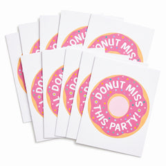 Donut-Themed Birthday Party Invitations - 8 Pack