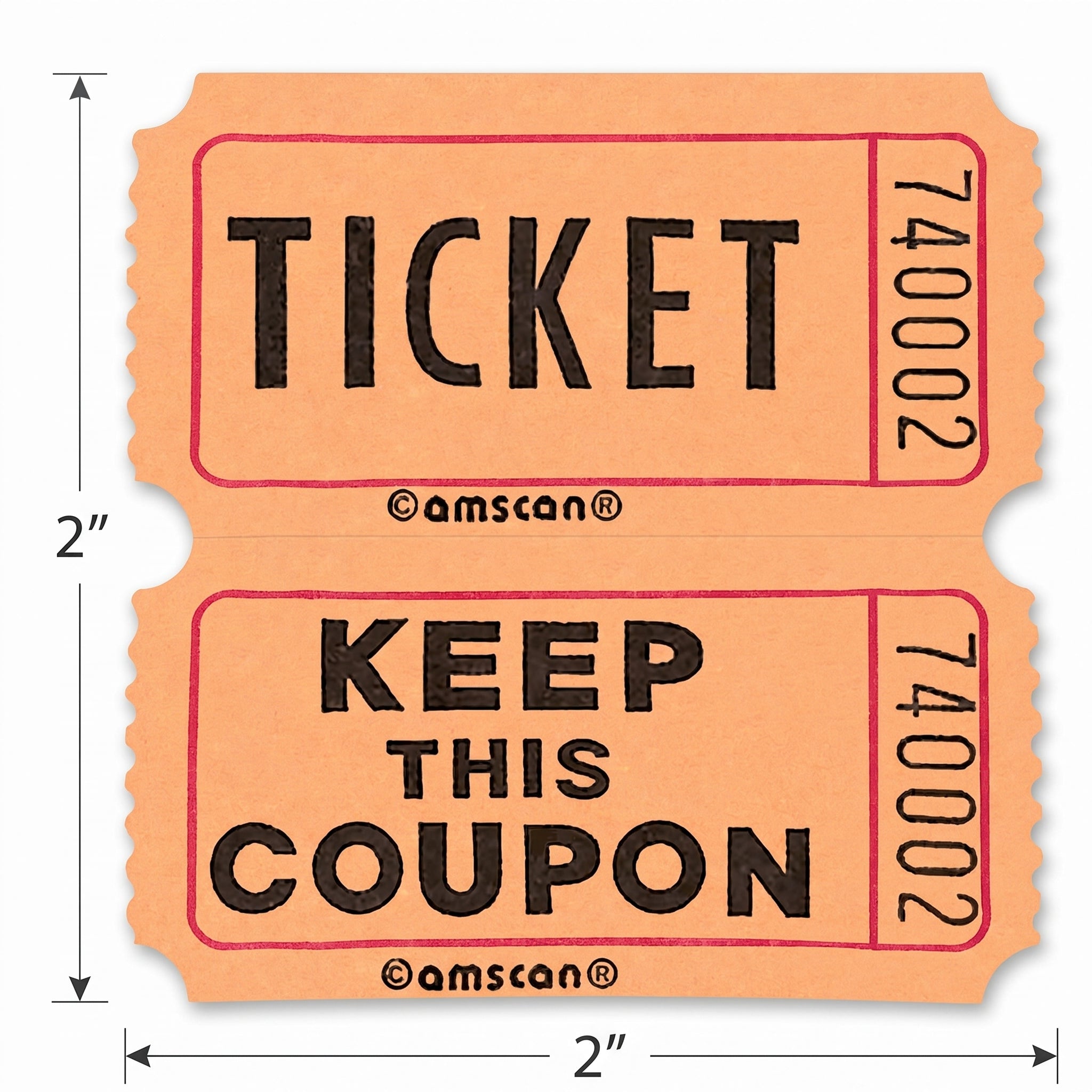 Orange Double Roll Raffle Tickets, 2000 Count