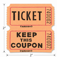 Orange Double Roll Raffle Tickets, 2000 Count