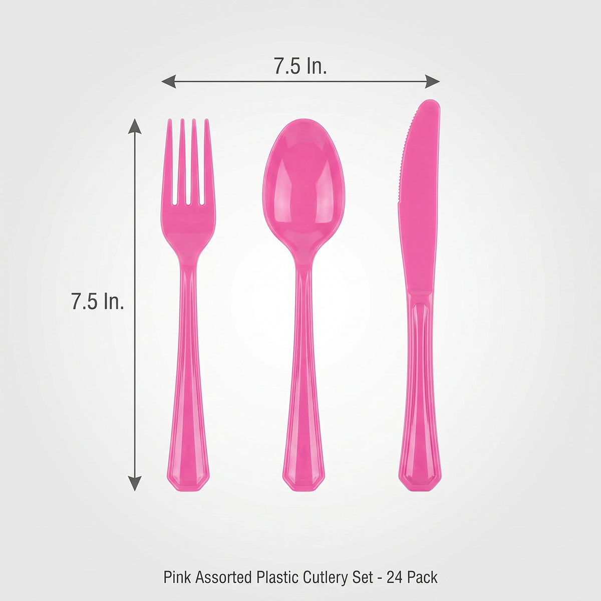 Pink Assorted Plastic Cutlery Set - 7.5 in. - 24 Pack