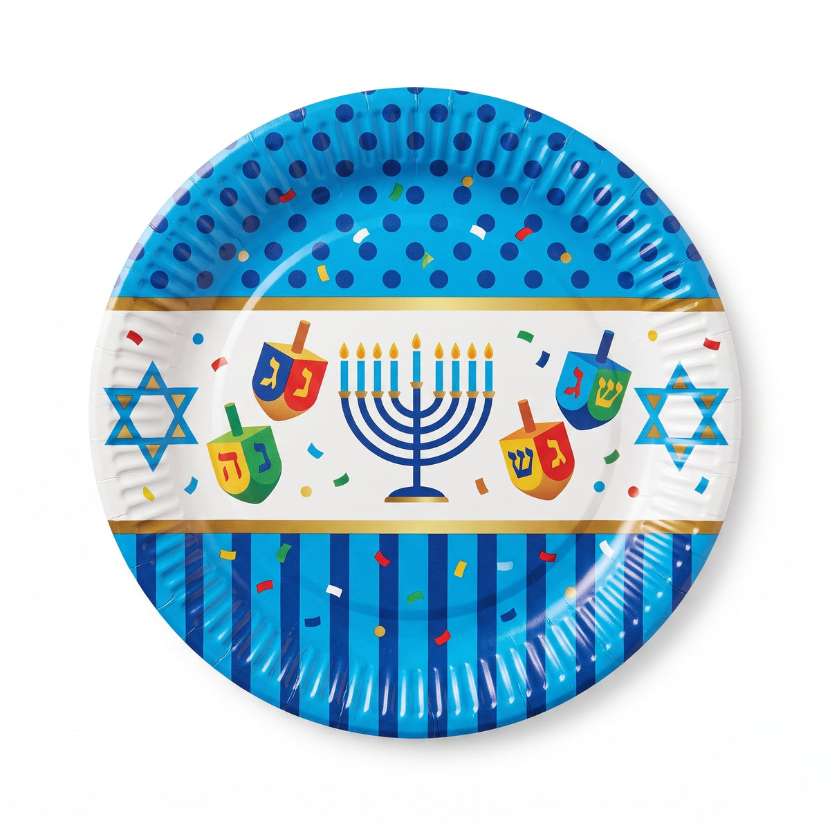 Festive Hanukkah Celebration Paper Plates - 6.75"