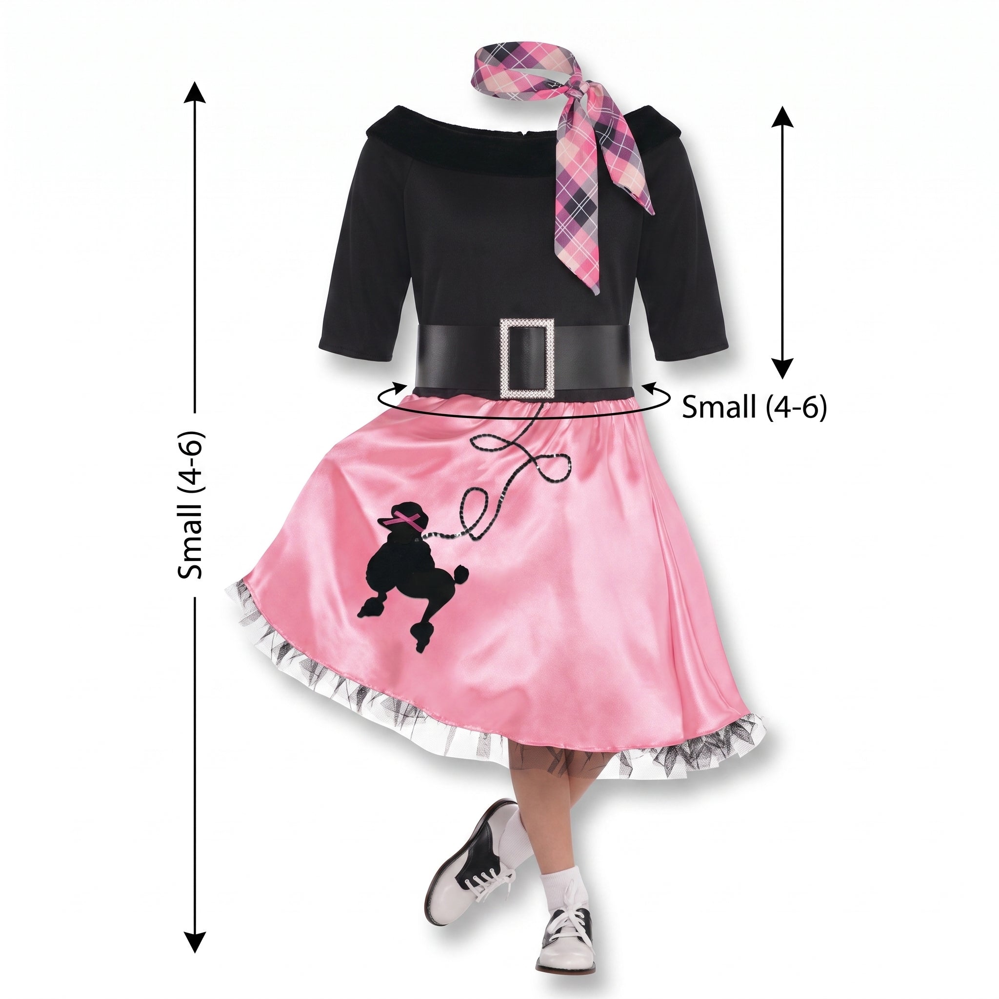 Girls' 1950s Miss Sock Hop Costume with Poodle Skirt & Accessories