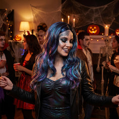 Halloween Oil Slick Wavy Wig - Blue, Purple & Turquoise