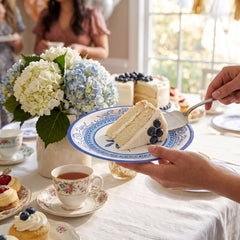 Blue Regency Floral Paper Plates - 6.75" Round