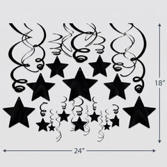 Black Shooting Star Metallic Swirl Decorations