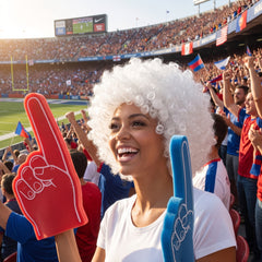 White Curly Team Spirit Wig