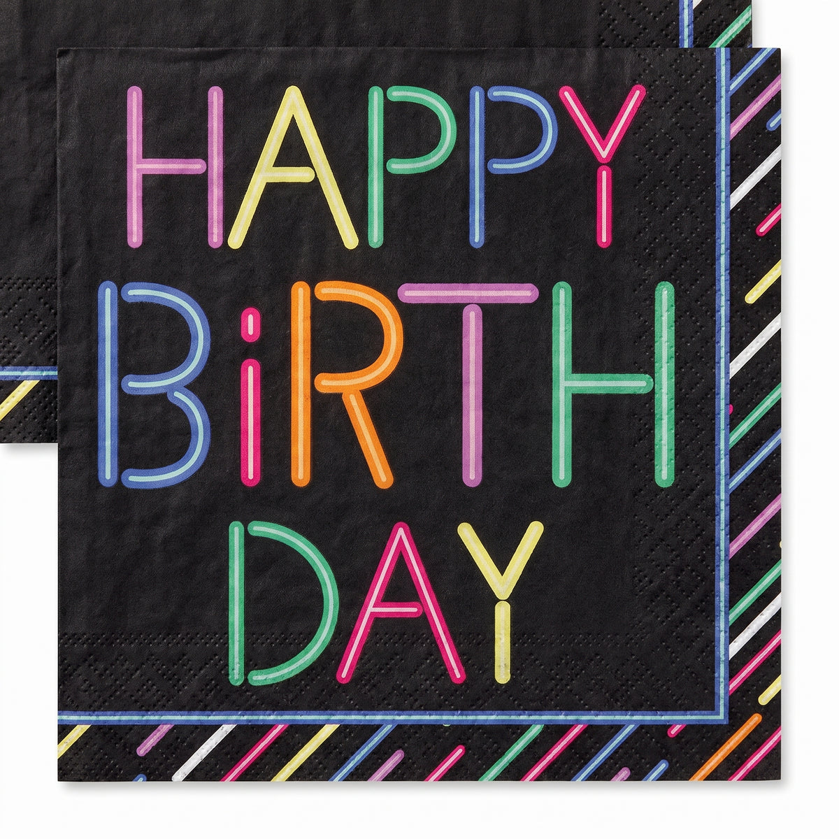 Neon Happy Birthday Luncheon Napkins - 6.5 In. x 6.5 In.
