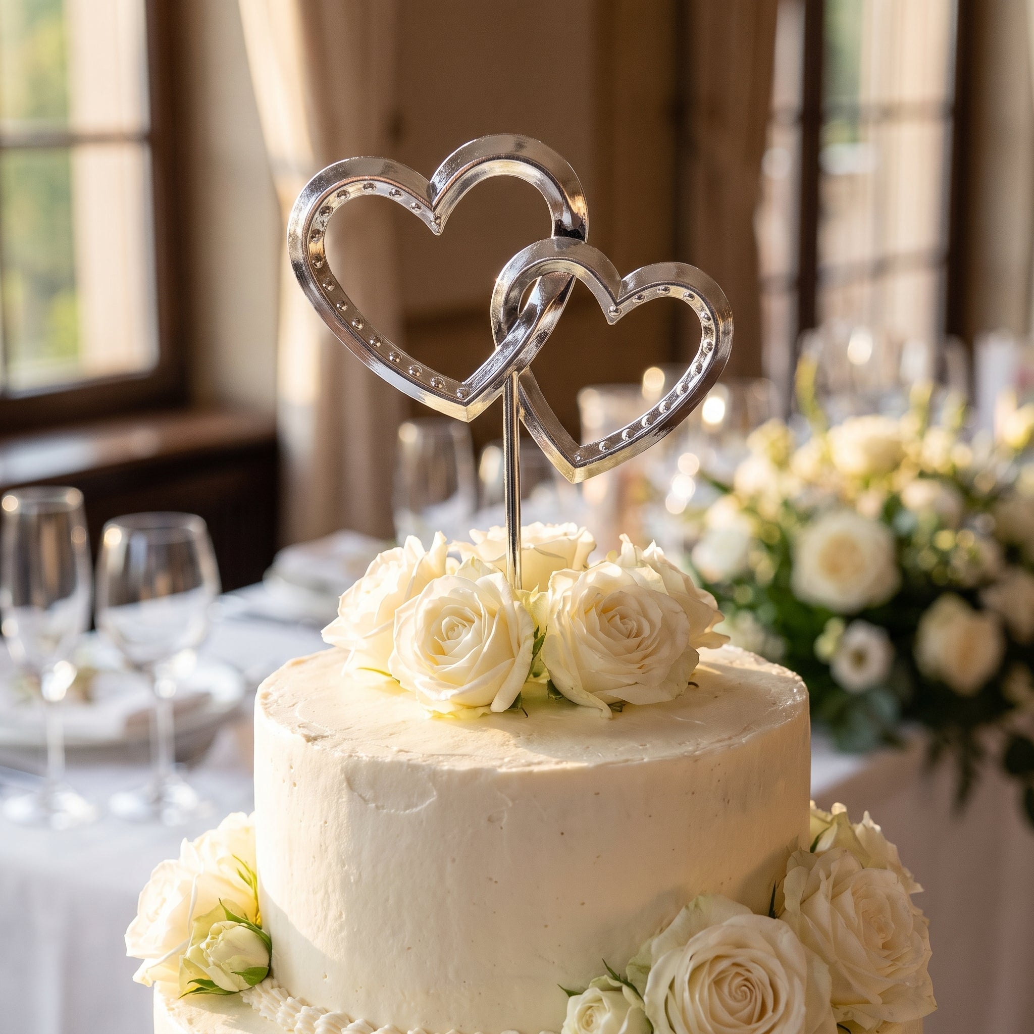 Electroplated Heart Cake Picks for Weddings