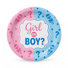 "Girl or Boy?" 10.5" Gender Reveal Paper Plates - 8 Pack
