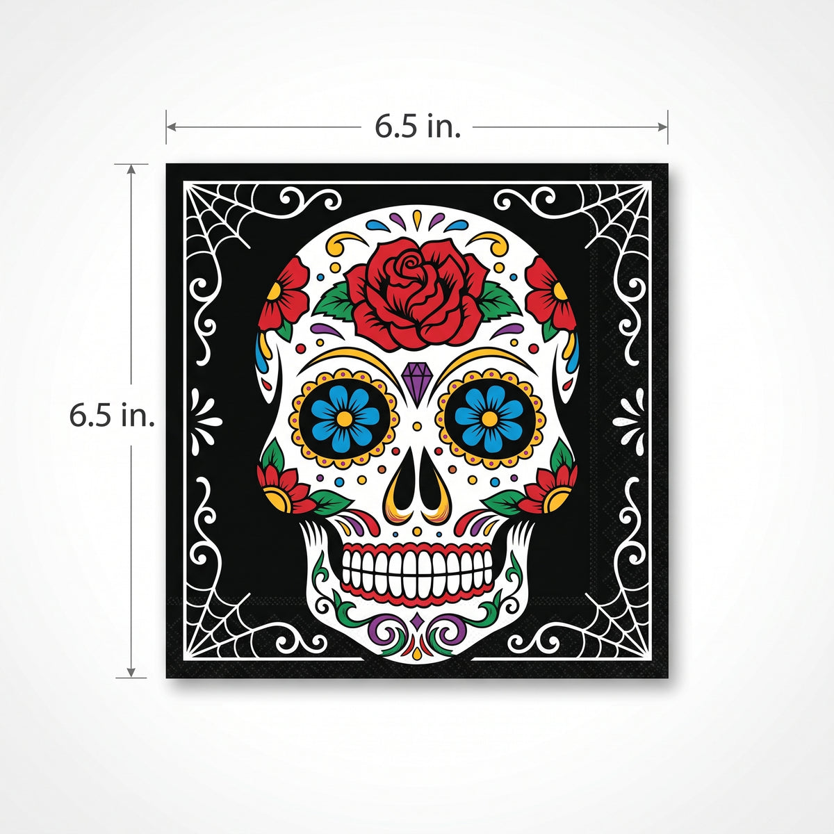 Day of the Dead Luncheon Napkins - 6.5 In. x 6.5 In. - Halloween Party Essentials
