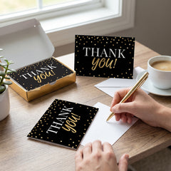 Black and Gold Birthday Thank You Card