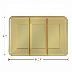 Elegant Gold Compartment Serving Tray - 14" Rectangular