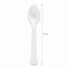 Frosty White Plastic Spoon - Solid Color Cutlery - 7.5 in.