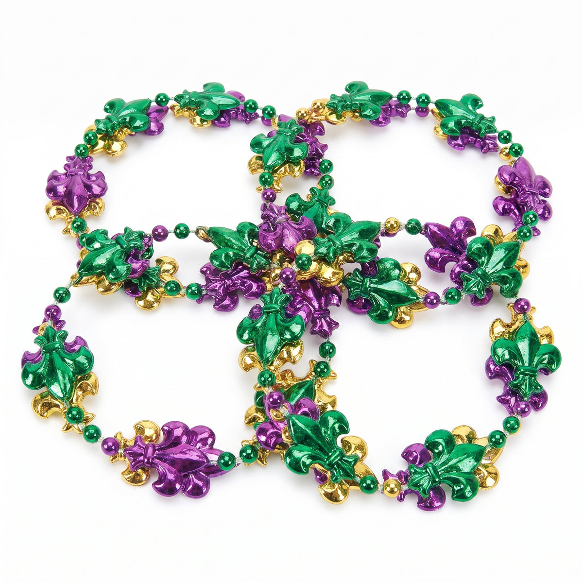 Fleur-de-Lis Mardi Gras Bead Bracelets, 4-Pack