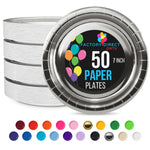 7 In. Reflective Silver Paper Plates - 50 Ct.