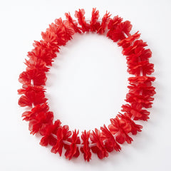 Vibrant Red Lei Necklace - 40" Tropical Accessory
