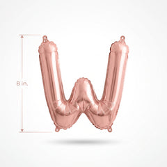 Rose Gold Script Letter Balloon - W, 8-Inch Air-Filled