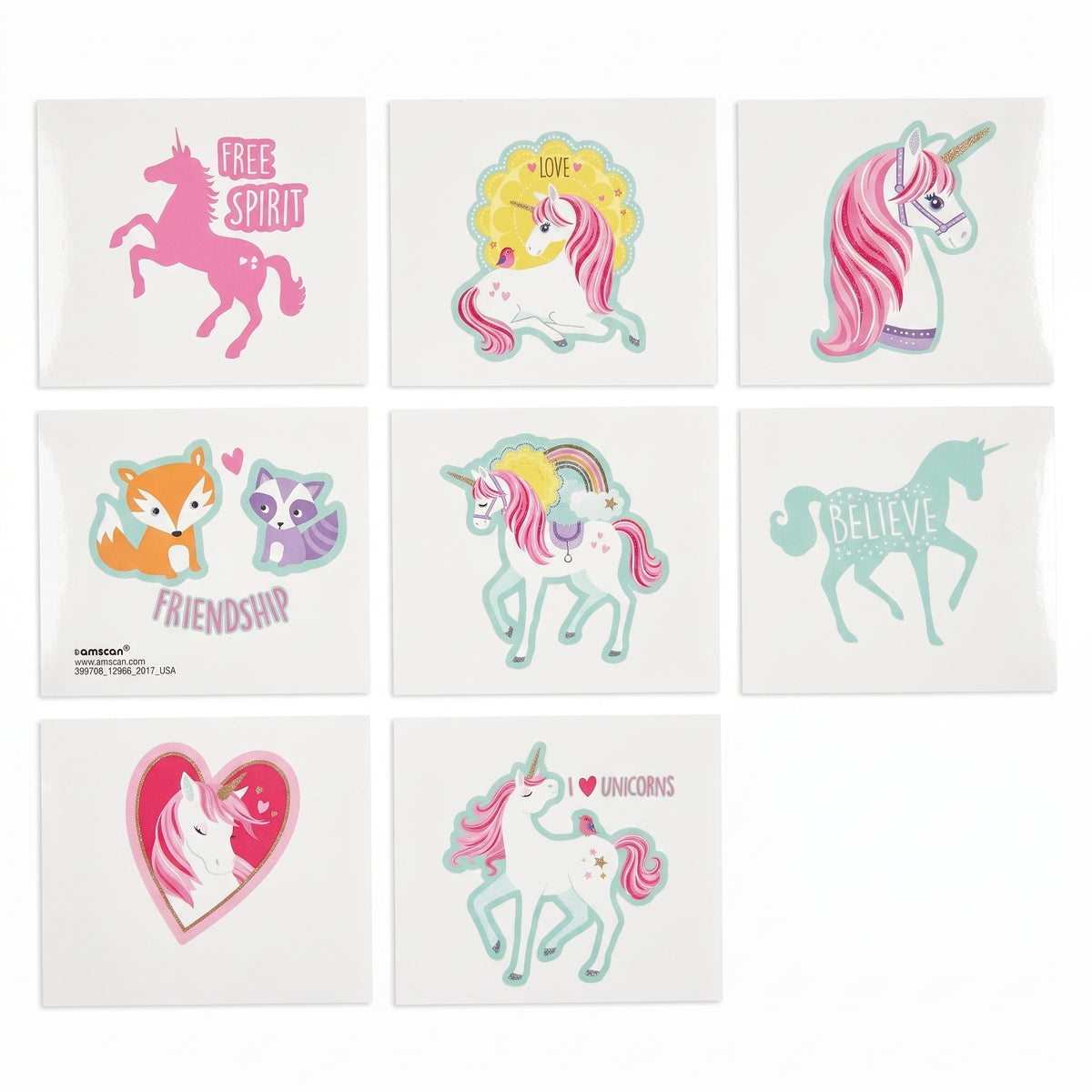 Magical Unicorn Glitter Tattoos - 8 Piece Set