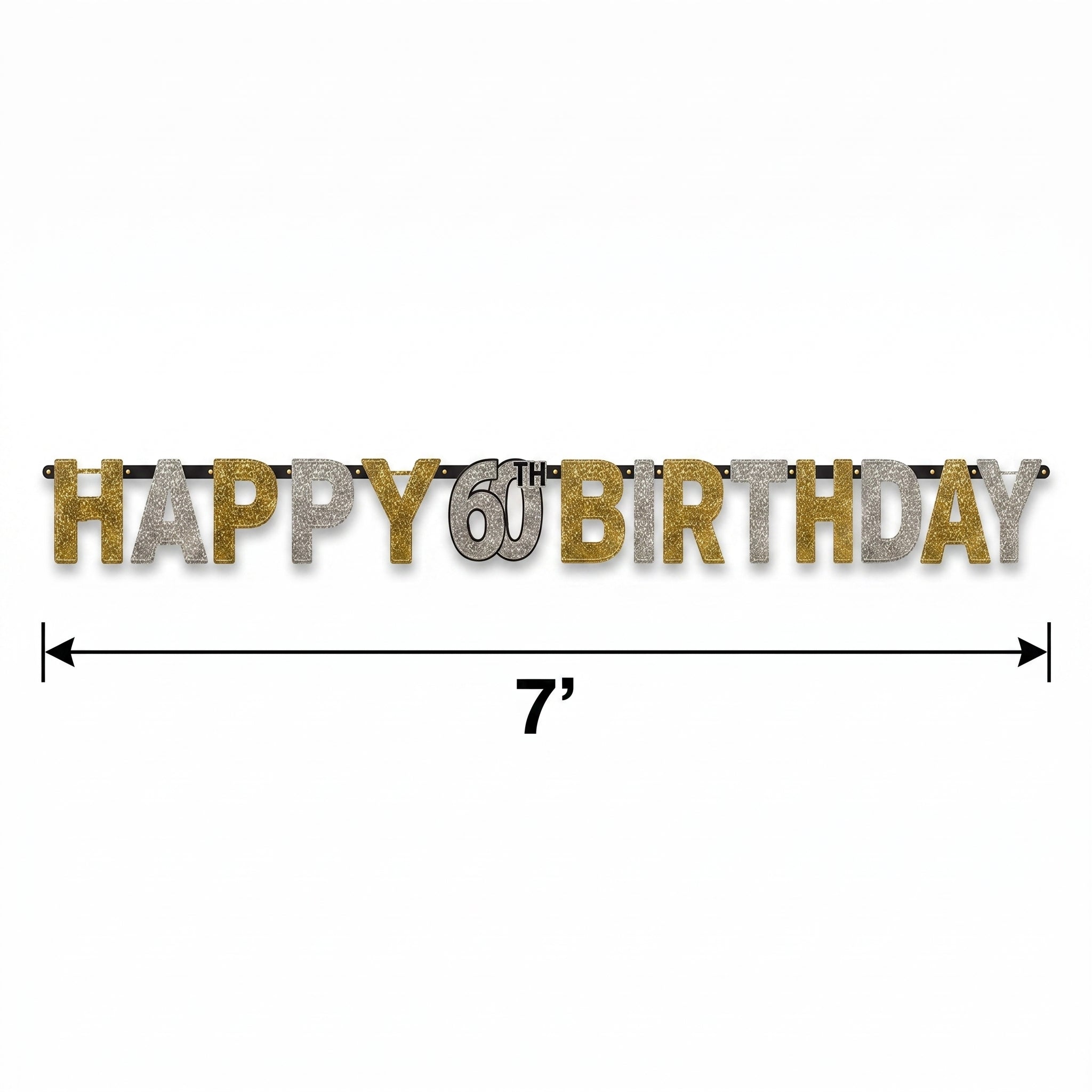 Prismatic 60th Birthday Celebration Banner - Gold & Silver